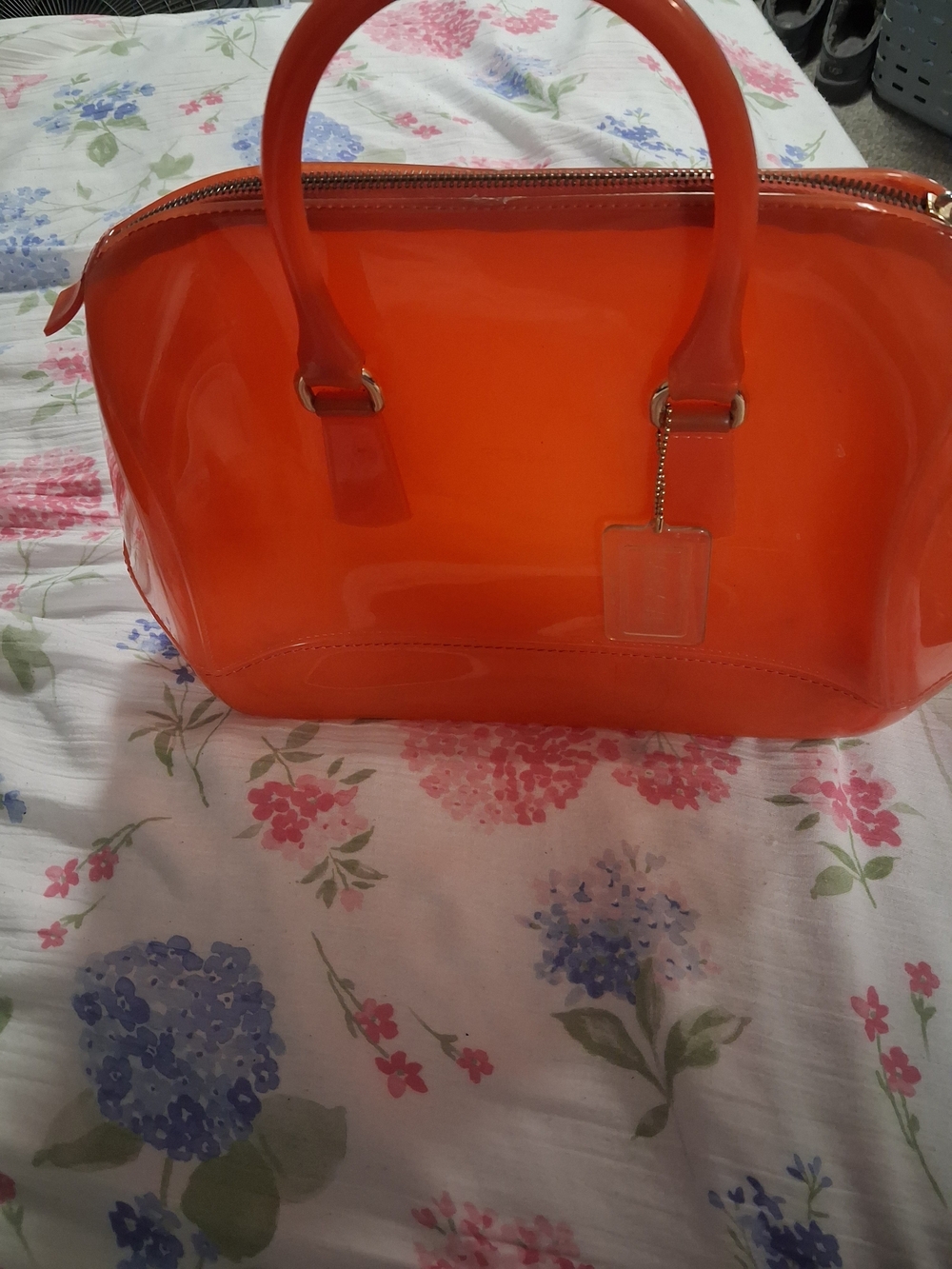Clear Orange Dome Satchel Handbag